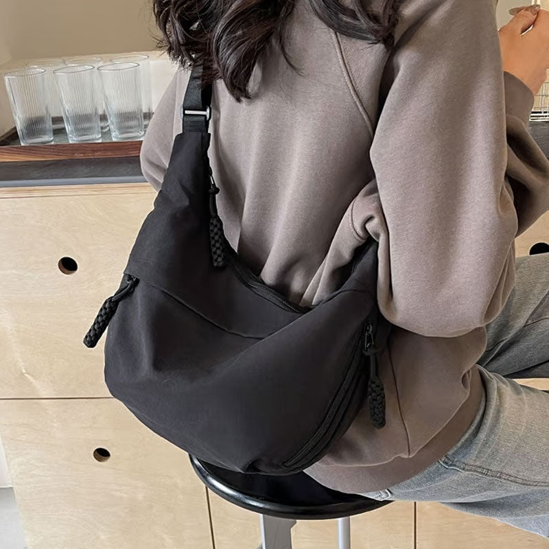 đ„đDammode EnfĂ€rgad Nylon Crossbody-VĂ€ska/đ„đWomen's Fashion Plain Color Nylon Crossbody Bag
