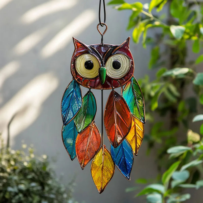 Färgade ugglehängen/Stained Owl Hangings