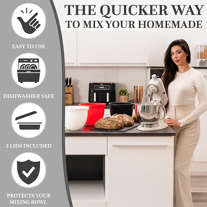MixSave – Silikoninsatser med lock för KitchenAid 5 Qt