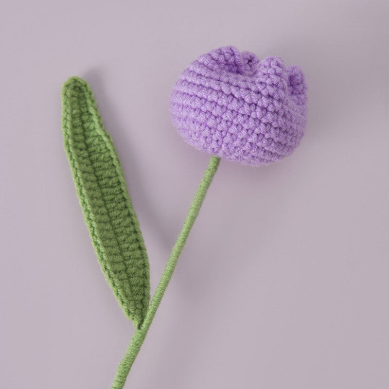 Single Tulip Hand-Woven Yarn Flower