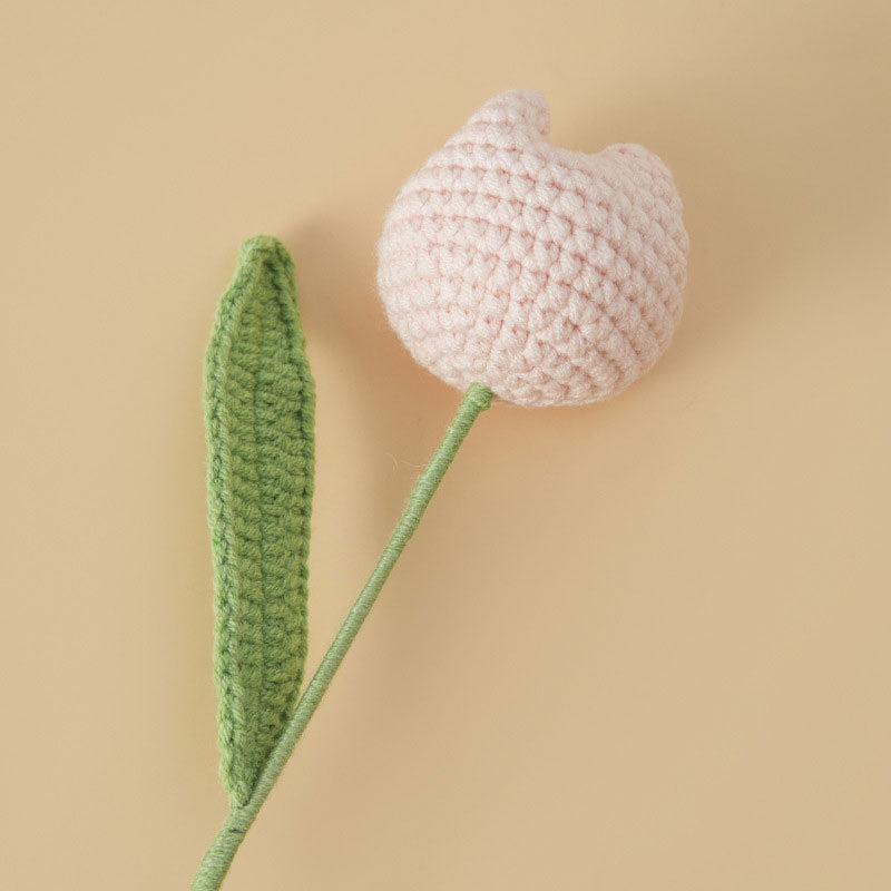 Single Tulip Hand-Woven Yarn Flower