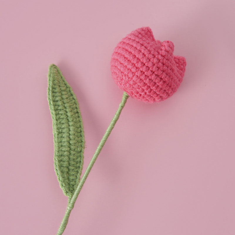 Single Tulip Hand-Woven Yarn Flower
