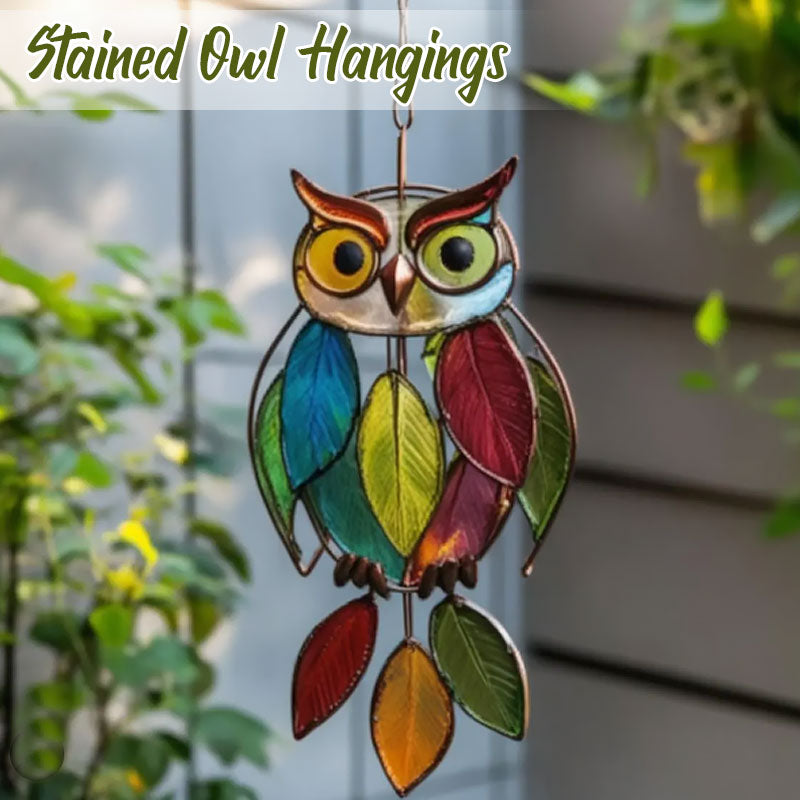 Färgade ugglehängen/Stained Owl Hangings