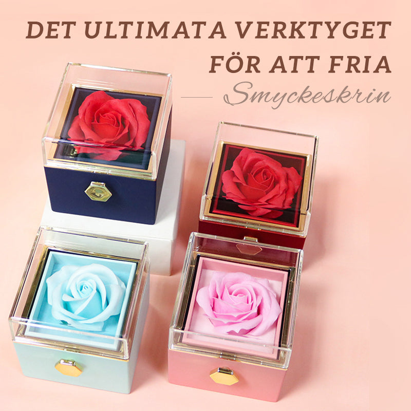 Alla Hjärtans Dag Ros Presentask Färg Roterande överraskning Ring Halsband Smyckeskrin
