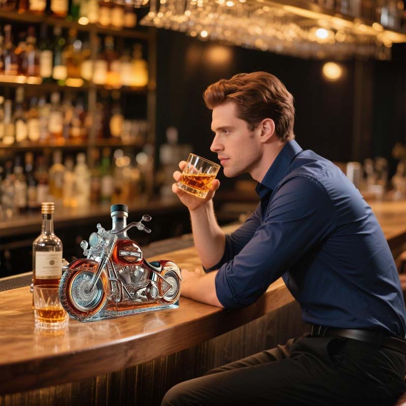🥃🏍️Kreativ Motorcykelglasvinflaska