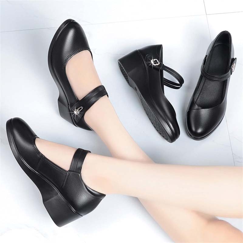 👠Nya Vår- Och Höstskor Med Mjuka, Halkfria Kilklackar För Medelålders Och Äldre Personer✨