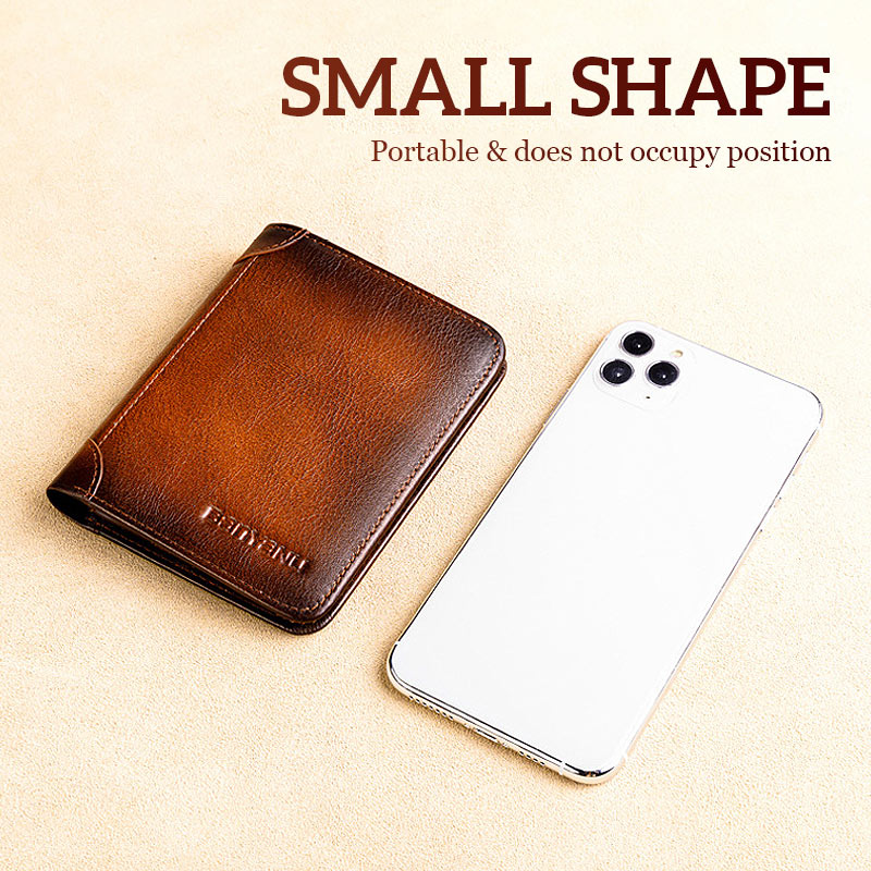 Multifunktionell RFID-blockerande vattentät hållbar plånbok i äkta läder