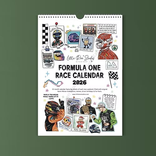 🏎️📅F1 Scrapbook Race Calendar 2026 — Den ultimata väggkalendern för racingfans