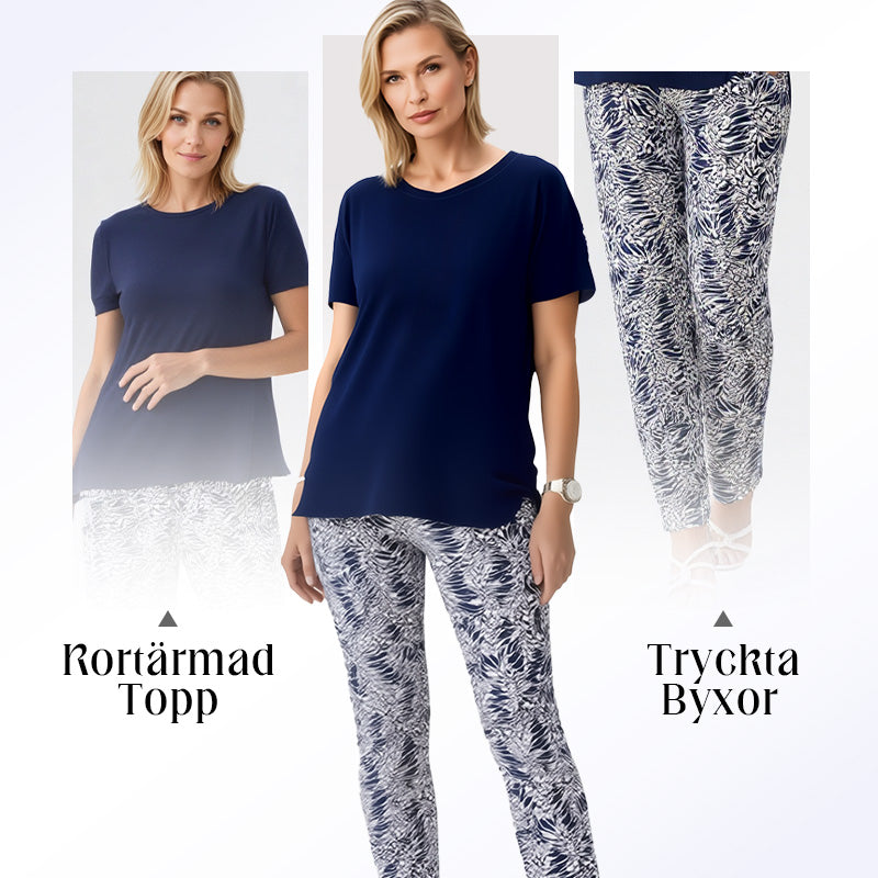 🌸Begränsad tid 50 % rabatt på erbjudande💃Casual kortärmad bomullstopp och tryckta byxor i två delar