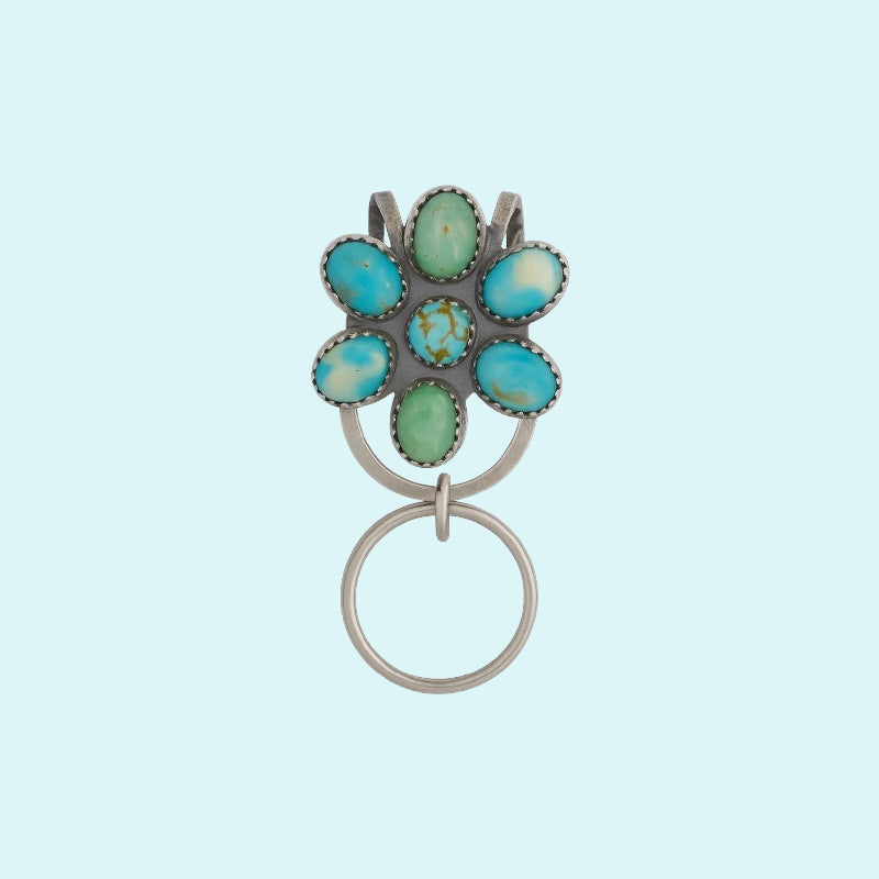 🌼 Nyckelring Med Turkos Blomklämma