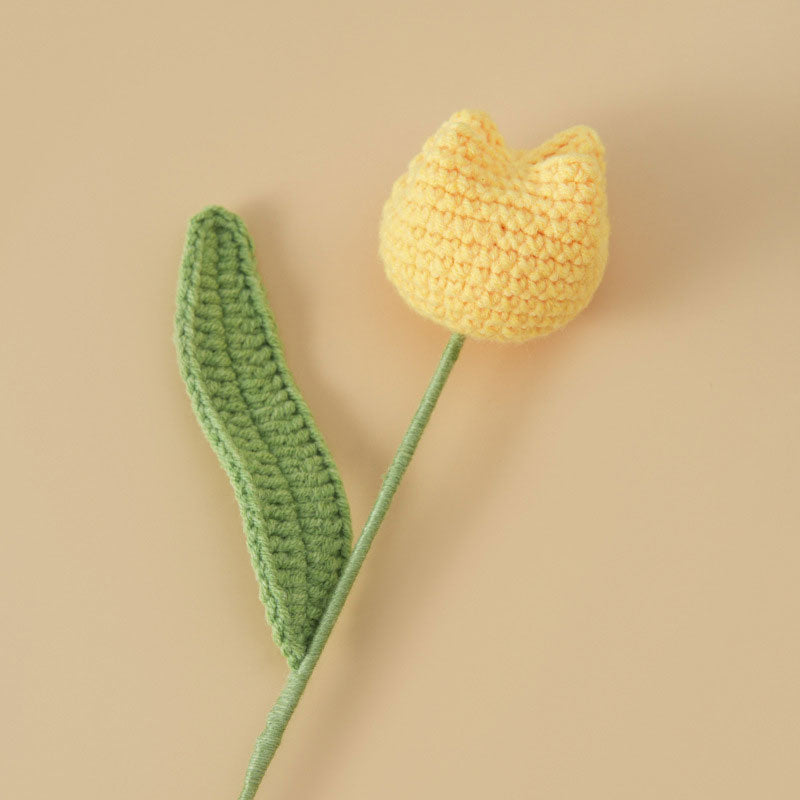 Single Tulip Hand-Woven Yarn Flower