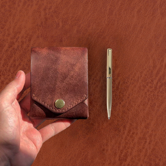 👜Vintage handgjord läderplånbok